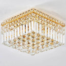 4-Light Gold Crystal Chandeliers Flush Mount Chandelier Light Fixture with K9 Crystals Modern Ceiling Lights Elegant Square Lamp for Bedroom,Hallway,Bar,Living Room,Dining Room,H5.9 xW13.7 by CozyNest Decor