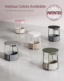 VASAGLE Side Table with Charging Station, Round End Table with Fabric Basket, Nightstand with Power Outlets, USB Ports, for Living Room, Bedroom, Modern, Jelly Pink and Cream White ULET228R01 by CozyNest Decor