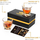 Crystal Whiskey Glasses Set of 2 (11 Oz), Old Fashioned Glass Packaged in Sturdy Gift Box, Unique Gifts for Men, Twisted Style Bourbon Glass Cocktail Glasses, Dad Gifts for Birthday by CozyNest Decor
