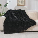 NEWCOSPLAY Faux Fur Twin Blanket Black Bubble Blanket Thick Warm Soft for Couch Sofa Bed 550GSM (Black, Twin(60"x80")) by CozyNest Decor