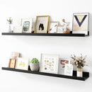 Picture Ledge Shelf, Wood Floating Shelves Set of 2, 36 inch Picture Ledge Shelves, Photo Ledge Nursery Book Shelves Wall Mounted for Living Room Kids' Room Bedroom, Color Black by CozyNest Decor