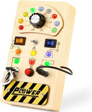 Joyreal Toddler Busy Board, Wooden Montessori Busy Board Sensory Board with LED Light Switch, Sensory Toys Baby Fidget Board Travel Toys for Toddler by TinyTreasures Baby Boutique