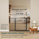 Cumbor 29.7-48" Baby Gate for Stairs, Mom's Choice Awards Winner-Dog Gate for Doorways, Auto Close Safety Pet Gate for Dogs Indoor, Easy Install Pressure Mounted Child Gate with Walk Thru Door, Black by TinyTreasures Baby Boutique