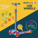 3-Wheel Kids Scooter with Multi-Color Lights on Deck & Wheels – 5-Height Adjustable Handlebar, Wide Anti-Slip Deck, Child Safety Certified, Boys & Girls Ages 3+ Supports Up to 150 lbs by TinyTreasures Baby Boutique