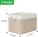 Bidtakay Large Storage Baskets for Organizing Fabric Closet Organizers Storage Bins with Handles 3-Pack 16x11.8x11.8 Inch Collapsible Baskets for Shelves Clothes Home Organization L-White&Beige by TinyTreasures Baby Boutique