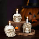 Halloween Skull Candle Holder, Skeleton Head Candlestick Holders Table Decor Centerpiece Candlesticks, Resin Horrible Spooky Creepy Crafts for Flameless Candle Halloween Christmas Home Party, Set of 3 by CozyNest Decor