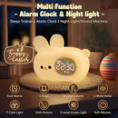 Bunny Alarm Clock with Night Light for Kids with Sleep Training and Sound Machine, Rechargeable Silicone Lamp OK to Wake Clock，Cute Animal Tabletop Lamp, Perfect Sleep Companion for Boys Girls by TinyTreasures Baby Boutique
