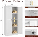 60" Tall Metal Pantry Cabinet, White Kitchen Pantry Storage Cabinet with 3 Adjustable Shelves and Gold Handles, Cupboard for Kitchen, Dining Room, Living Room, Bathroom by CozyNest Decor