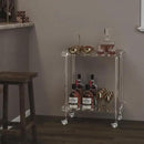 HMYHUM Acrylic Bar Cart, Rolling Serving Cart with 4 Lockable Wheels for The Home Bar, Kitchen, Living Room, Modern, 2-Tier, 23.6" L x 15" W x 30" H, Clear by CozyNest Decor