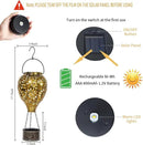 Hot Air Balloon Solar Lantern,Hanging Lantern Outdoor Waterproof Decorative Metal LED Solar Lights for Trees Patio Garden Yard Porch Decor, Gold by GreenHaven Gardens