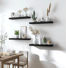 Wood Floating Shelves for Wall Decor, Rustic Wall Shelves for Bedroom Bathroom Kitchen Living Room, Set of 6 Black by CozyNest Decor