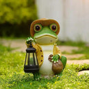 Solar Garden Outdoor Frog Statue 10 inches Tall - with Handheld Lanterns - Detachable - Patio, Balcony, Shelf, Tabletop, Lawn Decoration - Unique Housewarming, Birthday, Thanksgiving, Mom Gifts by CozyNest Decor