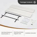 Floating Shelves 36 Inches Long - 8 Inch Deep Rustic Premium Solid Pine Wood for Storage - Farmhouse Wall Mounted for Living Room - Heavy-Duty Metal Bracket - 36" W x 8" D - Set of 2 - White Color by CozyNest Decor