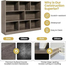 Tangkula 8-Cube Bookcase, Wood 3 Tier Open Storage Bookshelf, Modern Multipurpose Display Cabinet for Living Room, Study, Reading Nook, 48 x 12.5 x 36.5 Inch, Grey by CozyNest Decor
