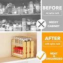 SpaceAid Bamboo Pull Out Spice Rack Organizer for Cabinet, Heavy Duty Slide Out Seasoning Kitchen Pantry Sliding Vertical Organization, 7.6" Wide, 3 Drawers(2" Wide), 2-Tier, Natural by CozyNest Decor