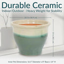 Sunnydaze Studio Large Ceramic Plant Pot - Round Outdoor Glazed Ceramic Planter Pot with Drainage - Gray - 18.5" by GreenHaven Gardens