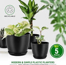 Plant Pots with Multi Drainage Holes - 5 Pieces Versatile, Sturdy Plastic, Stackable Design Home Decor Flower Pots for Indoor and Outdoor Gardening - Black by GreenHaven Gardens