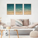 HLNIUC Summer Beach Canvas Wall Art,Modern Minimalist Coastal Landscape Wall Decor Set of 3(16”x24”) Blue Abstract Ocean Wall Painting, Summer Swimming in the Sea Art Print for Living Room,Bathroom by CozyNest Decor