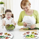 10" 3-Grid Cute Cartoon Portion Control Plate - Melamine, Healthy Nutrition for Weight Loss & Diabetes Management, Ideal for Adults & Teens Kids (4 Pack) by CozyNest Decor