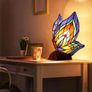Tiffany Butterfly Table Lamp, 9'' Tall Vintage Stained Glass Lamp, Fairy Reading Night Light for Bedroom Living Room, 1 LED Bulb Included by CozyNest Decor