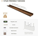 Picture Ledge Shelf, Wood Long Floating Shelves for Wall, Set of 2, 48 inch Picture Ledge Shelves, Photo Ledge Nursery Book Shelves Wall Mounted for Living Room Kids' Room Bedroom, Color Walnut by TinyTreasures Baby Boutique