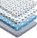 4 Pack Soft Baby Boy Sheets Dinosaur Star Cloud Soft Polyester Neutral Unisex Fitted Sheets Set for Baby Boys by TinyTreasures Baby Boutique