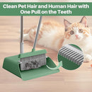 JOYMOOP Dark Teal Green Broom and Dustpan Set with 56” Handle, Upright Angle with Comb Teeth for Pet Hair and Hardwood Floors by CozyNest Decor