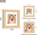 upsimples 4x4 Picture Frame, Natural Solid Wooden Picture Frames, Display 3x3 with Mat or 4 x 4 Without Mat, Wall or Tabletop, 1 Pack, Natural by CozyNest Decor