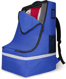 Car Seat Travel Bag for Airplane, Infant Seat Carrier with Shoulder Strap, Padded Backpack with Reflective Stripes, Blue by TinyTreasures Baby Boutique