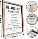 Christian Wooden Wall Signs, Farmhouse Home Decor, Christian Hanging Decor, Living Room Decors, Framed Wall Plaque Sign 15 * 11.5 inches, Be Anxious for Nothing Sign by CozyNest Decor