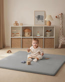 Blissful Diary Vegan Leather Baby Play Mat, 50x50 Thicken Foam Cushioned & Waterproof Playpen Mat for Infants and Toddlers, Stylish and Just Wipe-Clean Playmat for Baby Play on Floor, Light Gray by TinyTreasures Baby Boutique