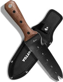 Hori Hori Garden Knife, Garden Tools with Sheath for Weeding,Planting,Digging, 7" Stainless Steel Blade with Cutting Edge, Full-Tang Wood Handle with Hanging Hole by GreenHaven Gardens