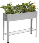Raised Garden Bed, Garden Raised Planter Box with Legs, Galvanized Garden Planter for Herbs and Vegetables (40" Grey)