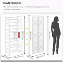 4NM 6 Tiers No Assembly Book Shelves, 61.8" H Folding Bookshelf Bookcase Open Industrial Foldable Shelves for Bedroom, Living Room, Home Office - All White by CozyNest Decor