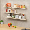 SAUMONIERES Floating Shelves 8 Inch Deep Solid Wood Wide Wall Shelf Set of 1 Wall Mounted for Bedroom Bathroom Living Room Kitchen, 48 Inch Natural by CozyNest Decor