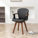 LUNLING Swivel Dining Room Chairs Set of 2, Mid Century Modern Black Faux Leather Kitchen Chairs with Arms,Bamboo Legs Side Chairs No Wheels,Accent Chair for Dining Rooms and Offices by CozyNest Decor
