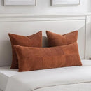 Fancy Homi 2 Packs Rust Decorative Throw Pillow Covers 22x22 Inch for Living Room Couch Bed, Rustic Farmhouse Boho Home Decor, Soft Corss Corduroy Patchwork Terracotta Square Cushion Case 55x55 cm by CozyNest Decor
