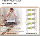 4NM No Assembly 5 Tiers Folding Bookshelf, 59.4" H Foldable Storage Shelves Vintage Bookcase Standing Racks Study Organizer Home Office - Natural White by CozyNest Decor