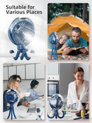 Misting Stroller Fan, 6000mAh Battery Operated Portable Fan with Light & 360° Pivoting, Personal Cooling Fans with Flexible Tripod for Baby, Office, Travel,Treadmill,Outdoors (Dark Blue) by TinyTreasures Baby Boutique