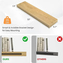 Floating Shelves for Wall, 31.5" W x 6.7" D x 1.5" H, Wooden Wall Mounted Display Shelves with Invisible Brackets for Living Room, Bedroom, Bathroom, Kitchen Decor and Storage, Set of 2, Oak by CozyNest Decor
