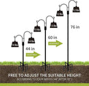 XDW-GIFTS Double Shepherds Hooks for Outdoor, 2-Pack Heavy Duty Garden Pole for Hanging Bird Feeder, Plant Baskets, Solar Light Lanterns, Garden Plant Hanger Stands with 5 Base Prongs by GreenHaven Gardens