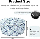 Inflatable Ottoman Stool D21 xH9 for Outdoor/Indoor Use, Water Repellent Patio Foot Rest with Portable Handle,Round Pouf Ottoman Suitable for Garden,Deck and Camping - Boho Geometry Blue by CozyNest Decor