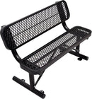 4 FT Heavy Duty Metal Park Bench with Back for Outside, Outdoor Black Bench with Backrest & Portable Frame, 1-3 Person Seat-Commercial Benches Garden Benches for Outdoors by GreenHaven Gardens