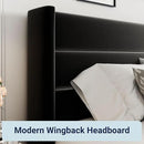 Allewie Full Size Velvet Lift Up Storage Bed, Modern Wingback Headboard, Hydraulic Support, No Box Spring Needed, Black by CozyNest Decor