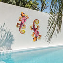 HONGLAND Metal Outdoor Wall Decor 2Pcs Gecko Wall Decoration Lizard Metal Hanging Wall Art Glass Sculpture for Garden Yard Patio Fence (Red)… by GreenHaven Gardens