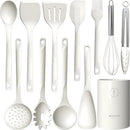 Silicone Cooking Utensils Set - 600°F Heat Resistant, Nonstick Kitchen Utensil Set with Spatulas, Spoons, Whisk, Tongs, BPA Free, Dishwasher Safe, Cream White by CozyNest Decor