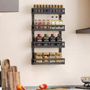 4-Tier Small Wall Mounted Spice Rack Organizer, Hanging Spice Shelf for Cabinet or Pantry, Height-Adjustable Seasoning Holder for Kitchen Storage, Black by CozyNest Decor