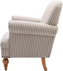 chairus Linen Accent Chair for Living Room Upholstered Mid Century Modern Single Sofa Chair with Solid Wood Legs Comfy Reading Chair Armchair for Bedroom/Office Room/Recption/Lounge, Khaki Stripe by CozyNest Decor