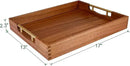 LotFancy Wood Serving Tray with Metal Handles, 17x13 Inch, Large Ottoman Tray, Decorative Wooden Tray for Living Room, Ottoman, Coffee Table, Countertop Centerpiece by CozyNest Decor