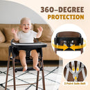 Adjustable High Chair with Removable Tray, Easy to Clean, Portable. 6 Months up to 240 Lb (Black Brown) by TinyTreasures Baby Boutique